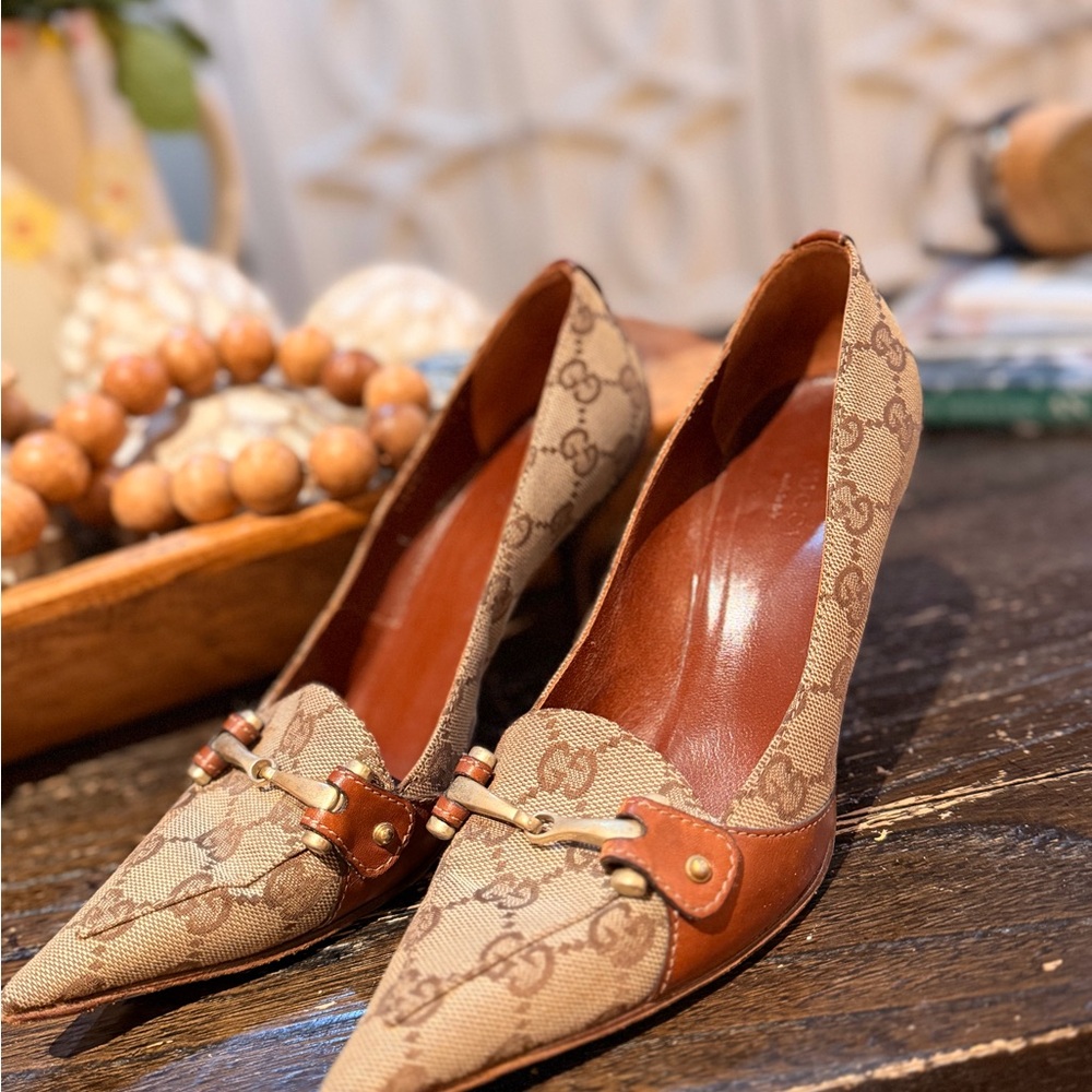 Gucci Brown and Tan Heels